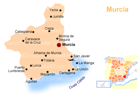 Mapa de la Región de Murcia