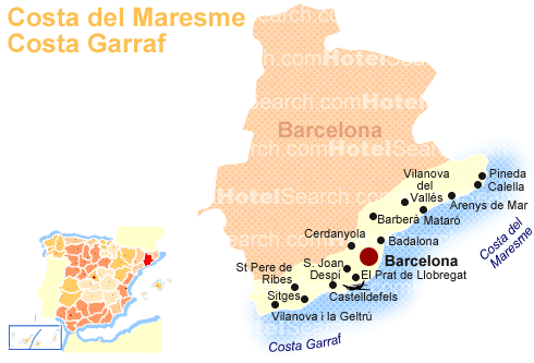 Carte de Côtes du Maresme et de Garraf