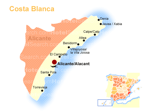 Carte de la Costa Blanca